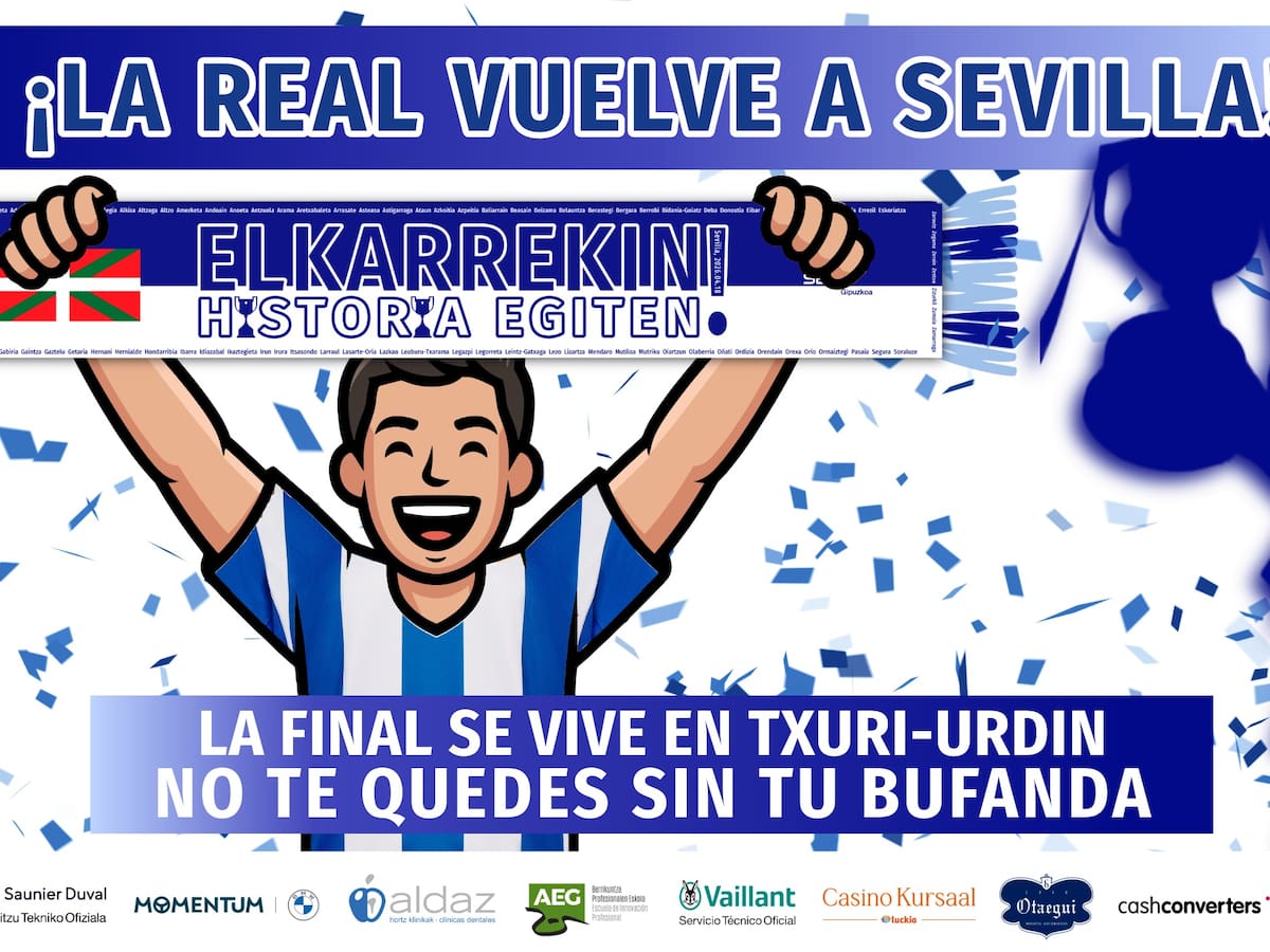 La bufanda txuri-urdin que todos quieren: Gipuzkoa se vuelca con la Real en la cuenta atrás hacia Sevilla