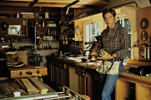 Harrison Ford en su taller de carpintería