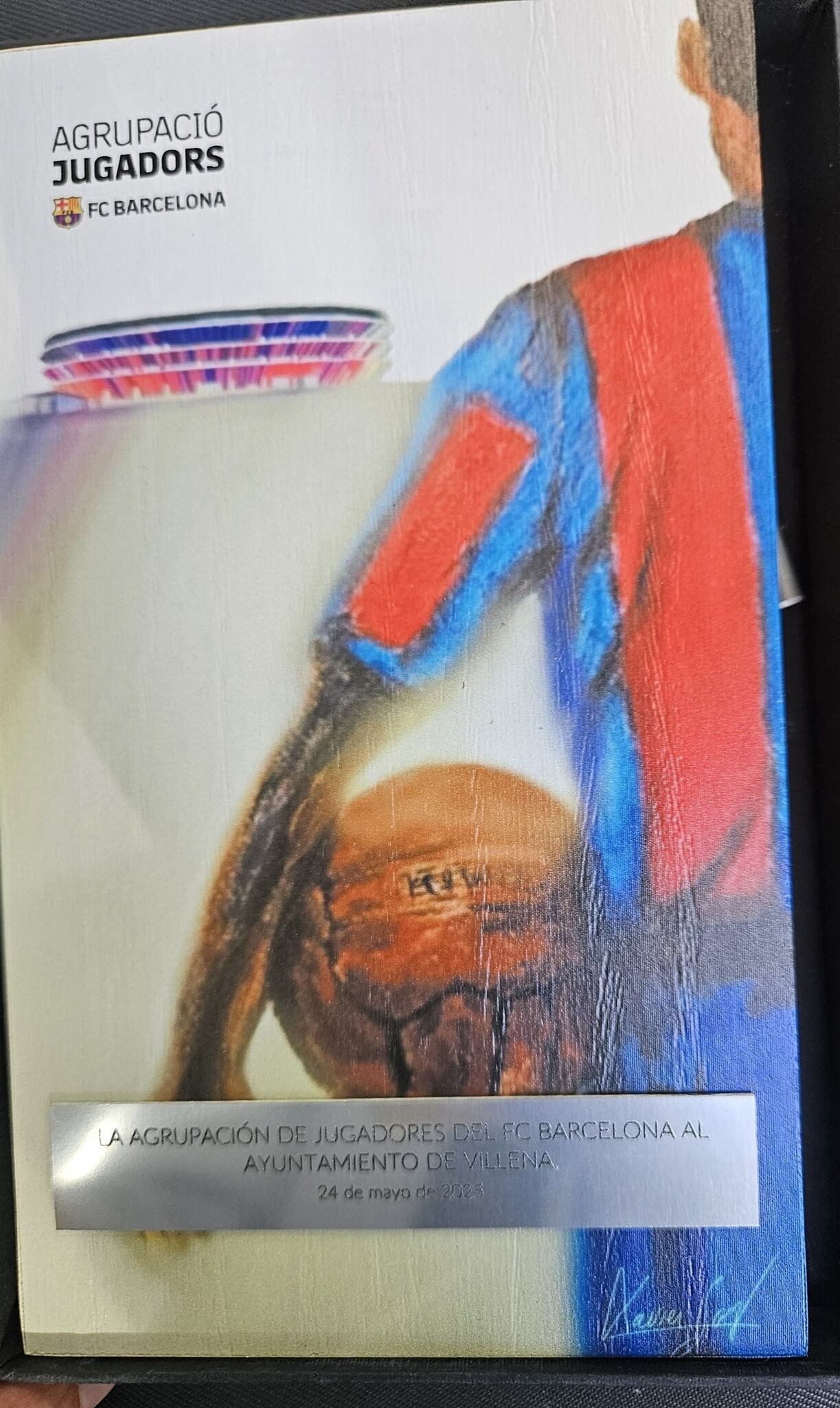 Obsequio de los veteranos del Barcelona