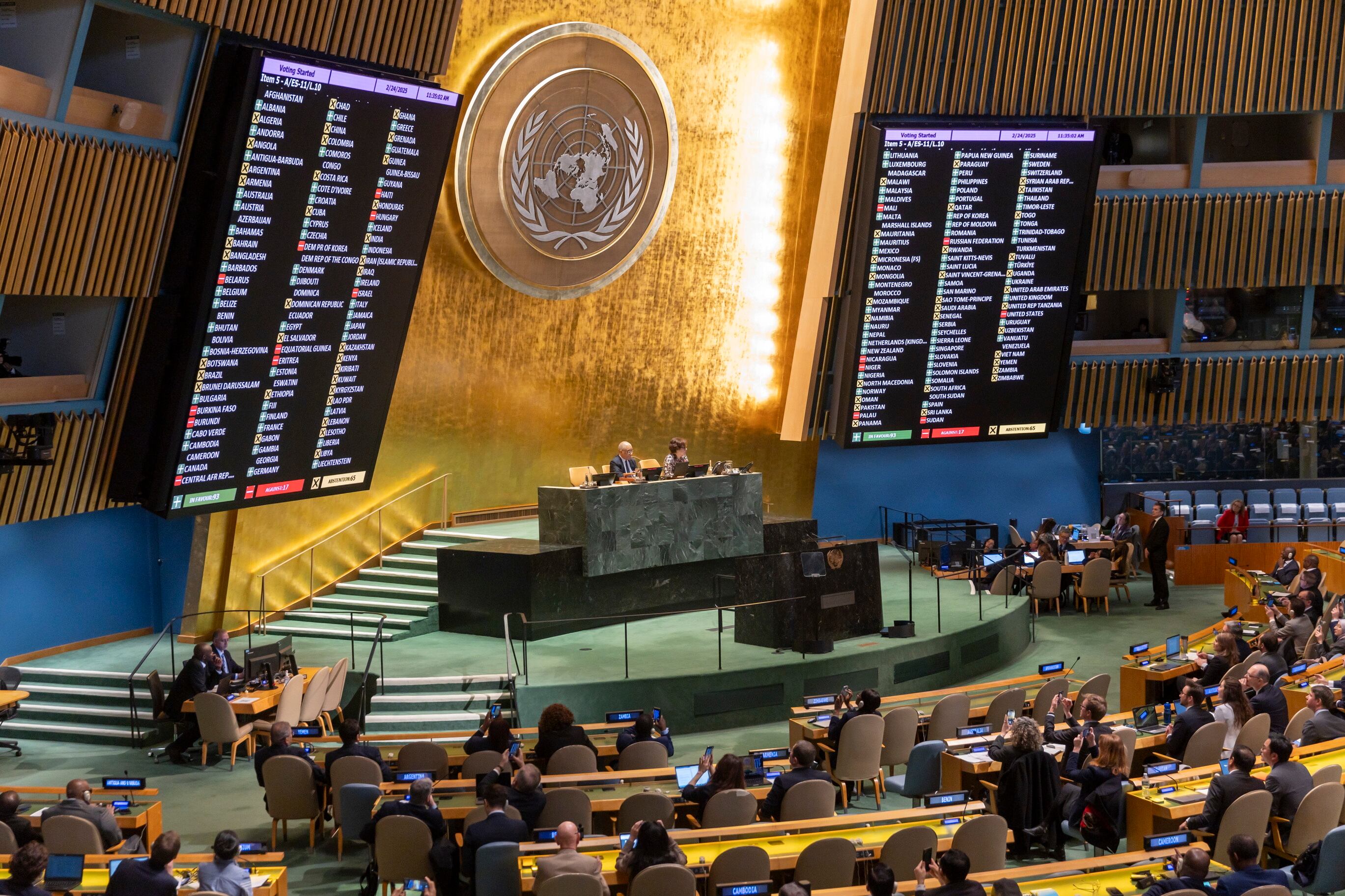 La Asamblea General de la ONU en la votación sobre la resolución por Ucrania