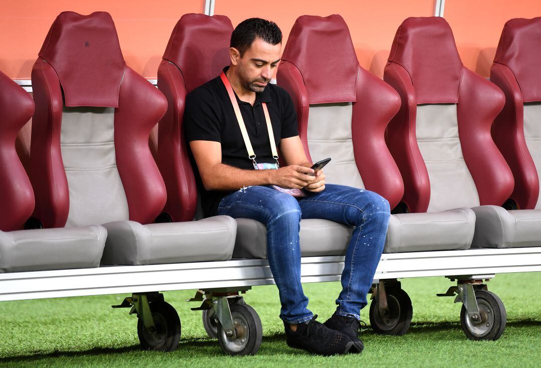 Xavi Hernández en la previa de un partido del Al Sadd SC