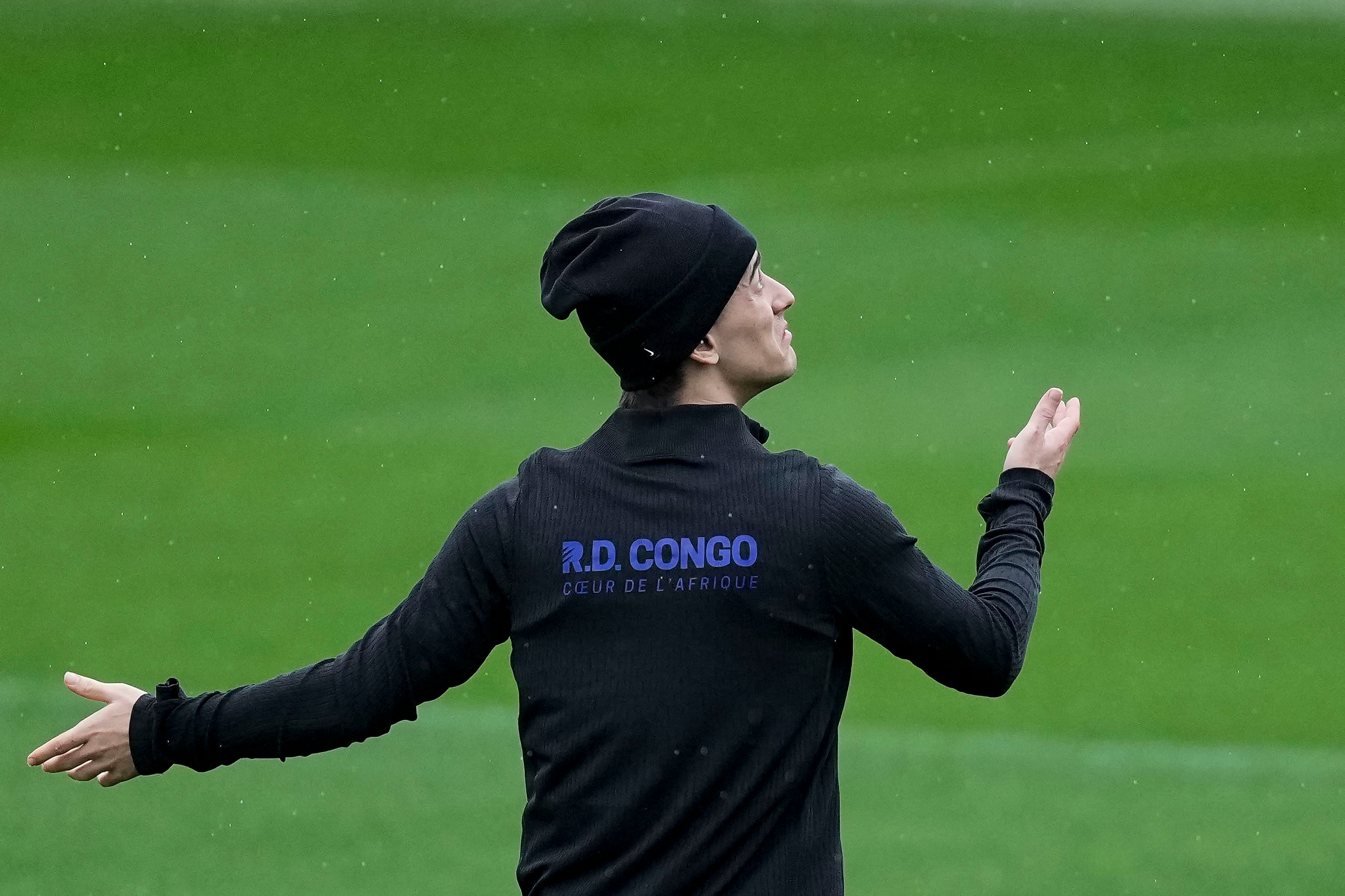 Gavi, durante un entrenamiento con el FC Barcelona en el mes de marzo