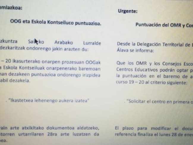 Mail "urgente" en el que Educación confirma su cambio de criterio