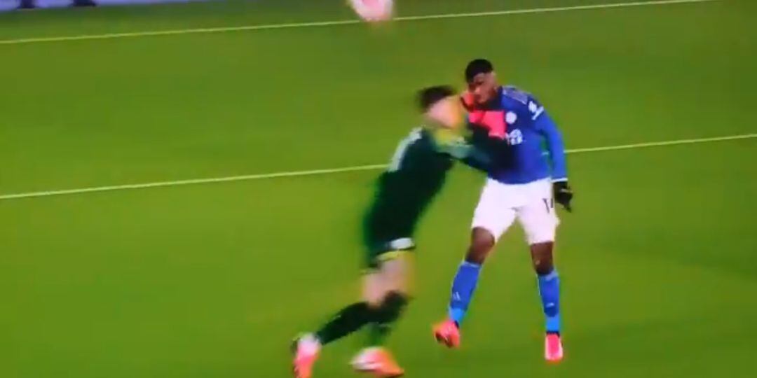 La imagen del choque entre Ederson y Iheanacho