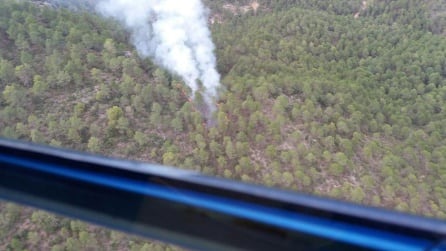 Vista aérea del &quot;conato&quot; de incendio al final de la tarde del 23 de agosto del 2018