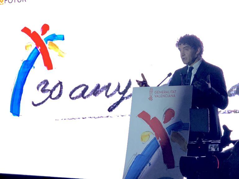 Francesc Colomer, secretario autonómico de la Agéncia Valenciana de Turisme, en la presentación de la nueva imagen de Turismo Comunitat Valenciana