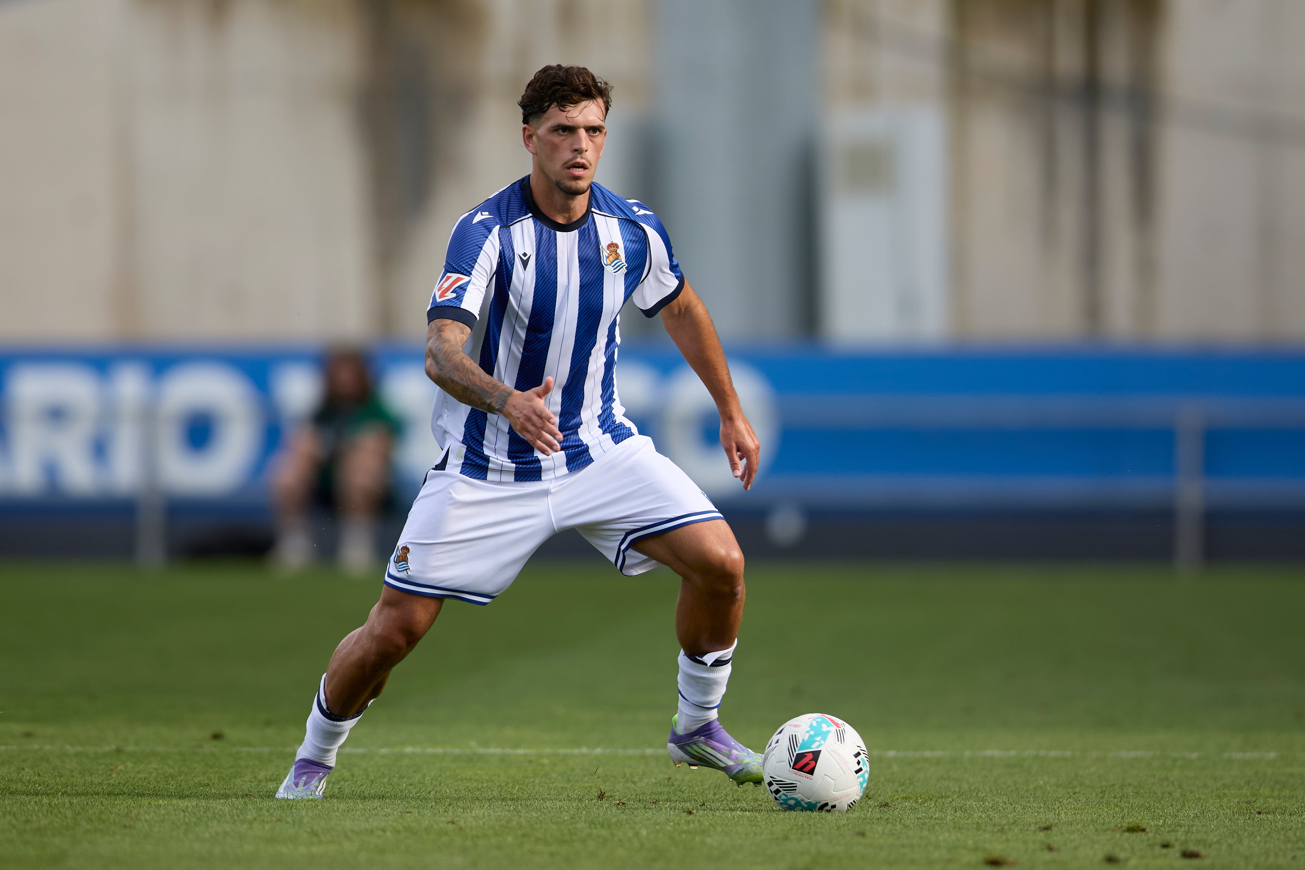Javi López, durante un partido de pretemporada con la Real Sociedad
