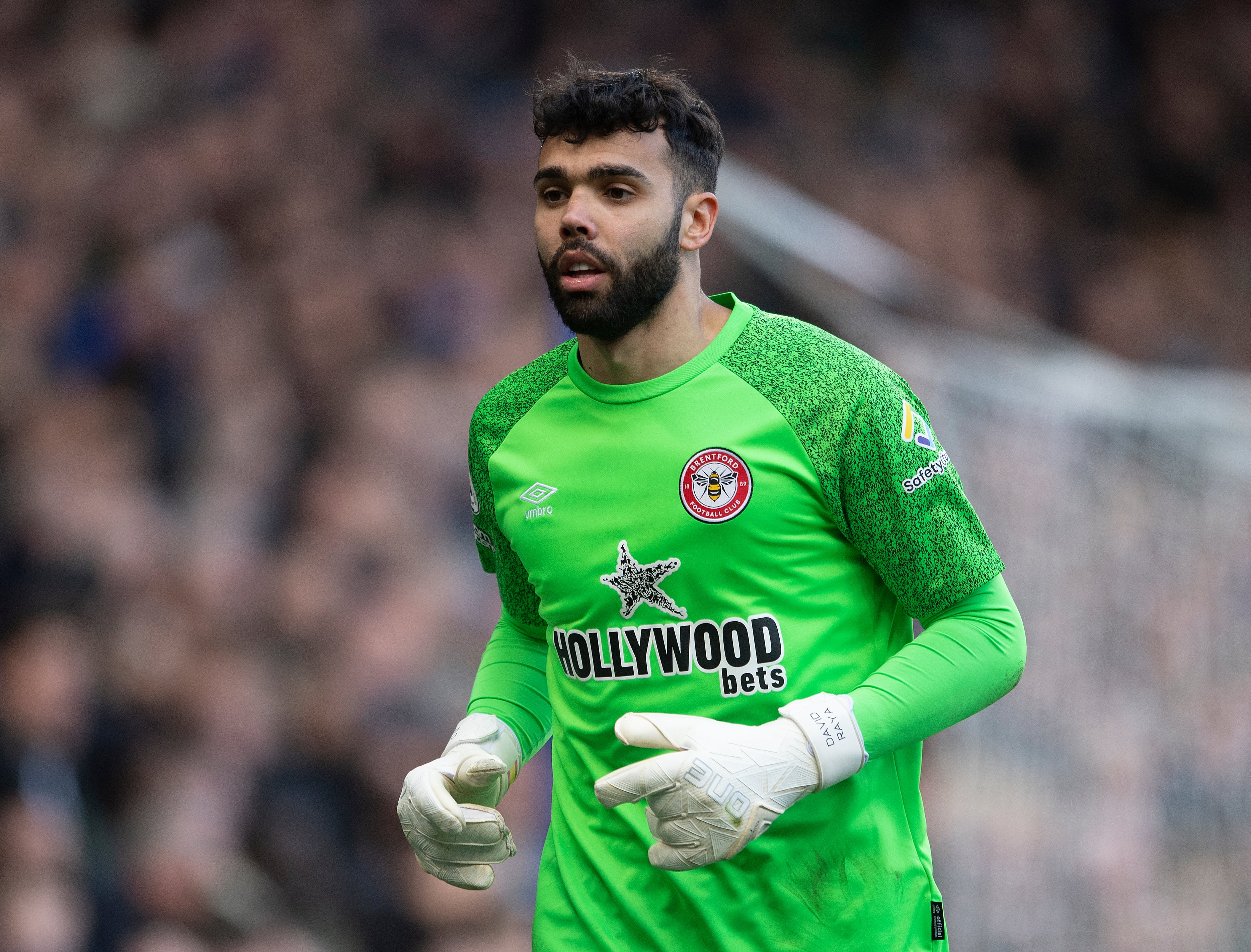 David Raya durante un partido con el Brentford