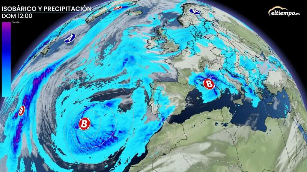 Una borrasca atlántica afectará a la Península el fin de semana (modelo ECMWF).