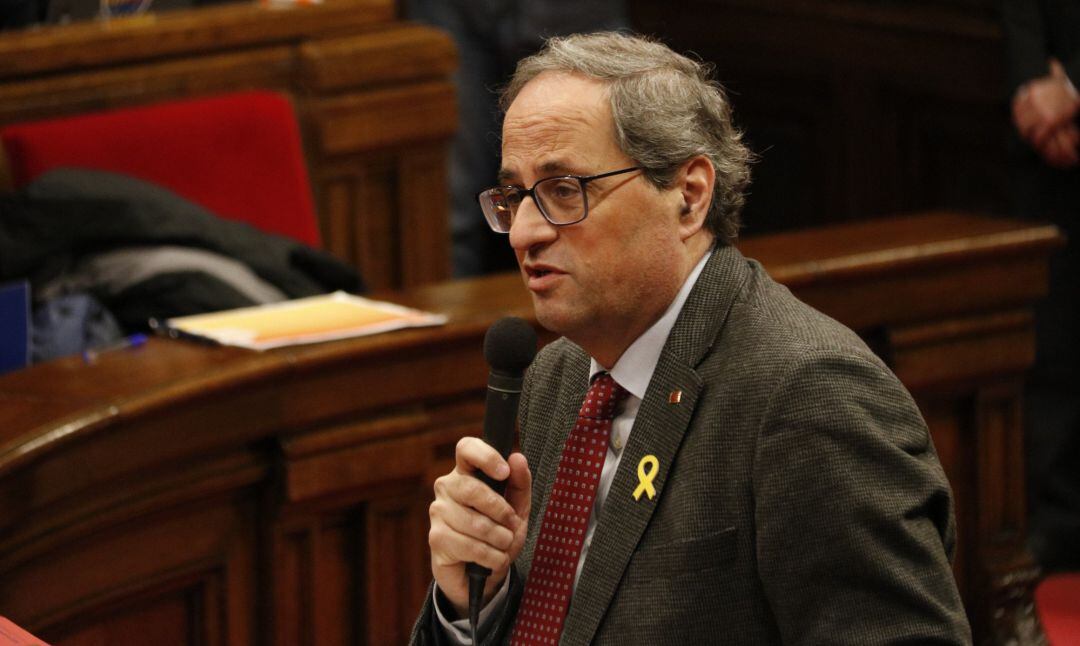 El president de la Generalitat, Quim Torra, en una intervenció al ple del Parlament