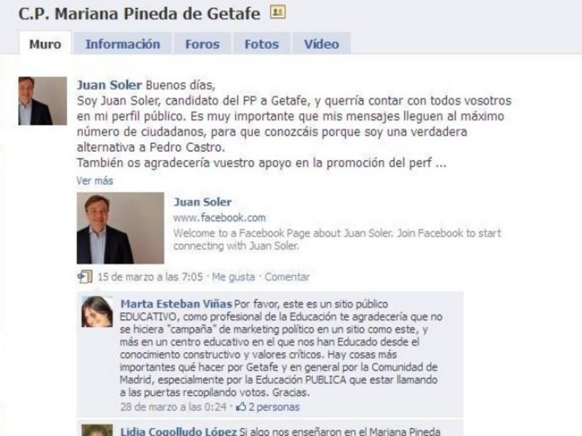 Rechazo en facebook a la publicidad de Juan Soler