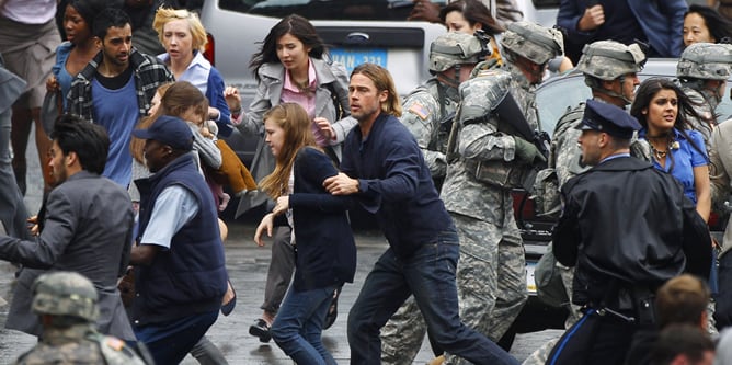 Brad Pitt, durante el rodaje de la película &#039;World War Z&#039;