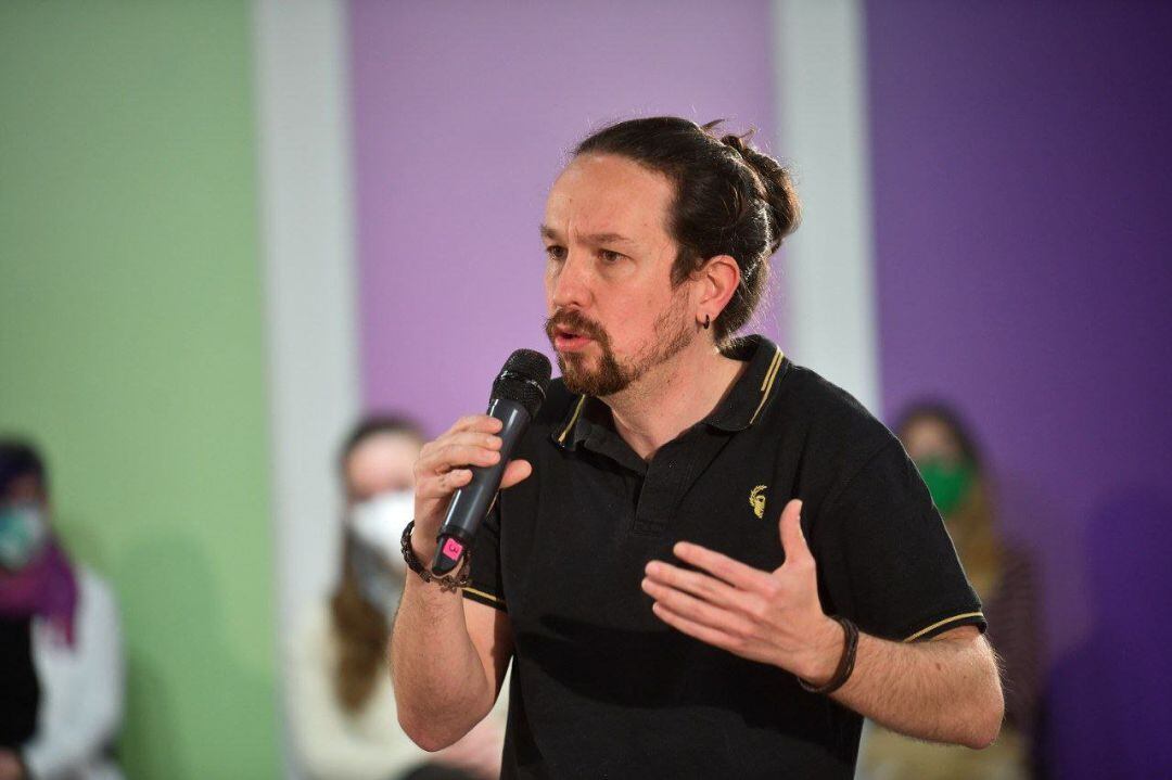 El candidato de Unidas Podemos a las elecciones de Madrid, Pablo Iglesias, en un acto de campaña.