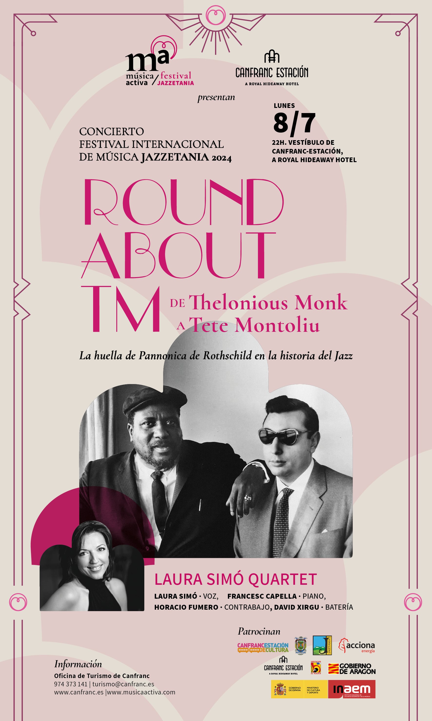 El próximo lunes 8 de julio, Laura Simó Quartet interpretarán a las 22 horas “Round About TM”: La huella de Pannonica en la historia del Jazz