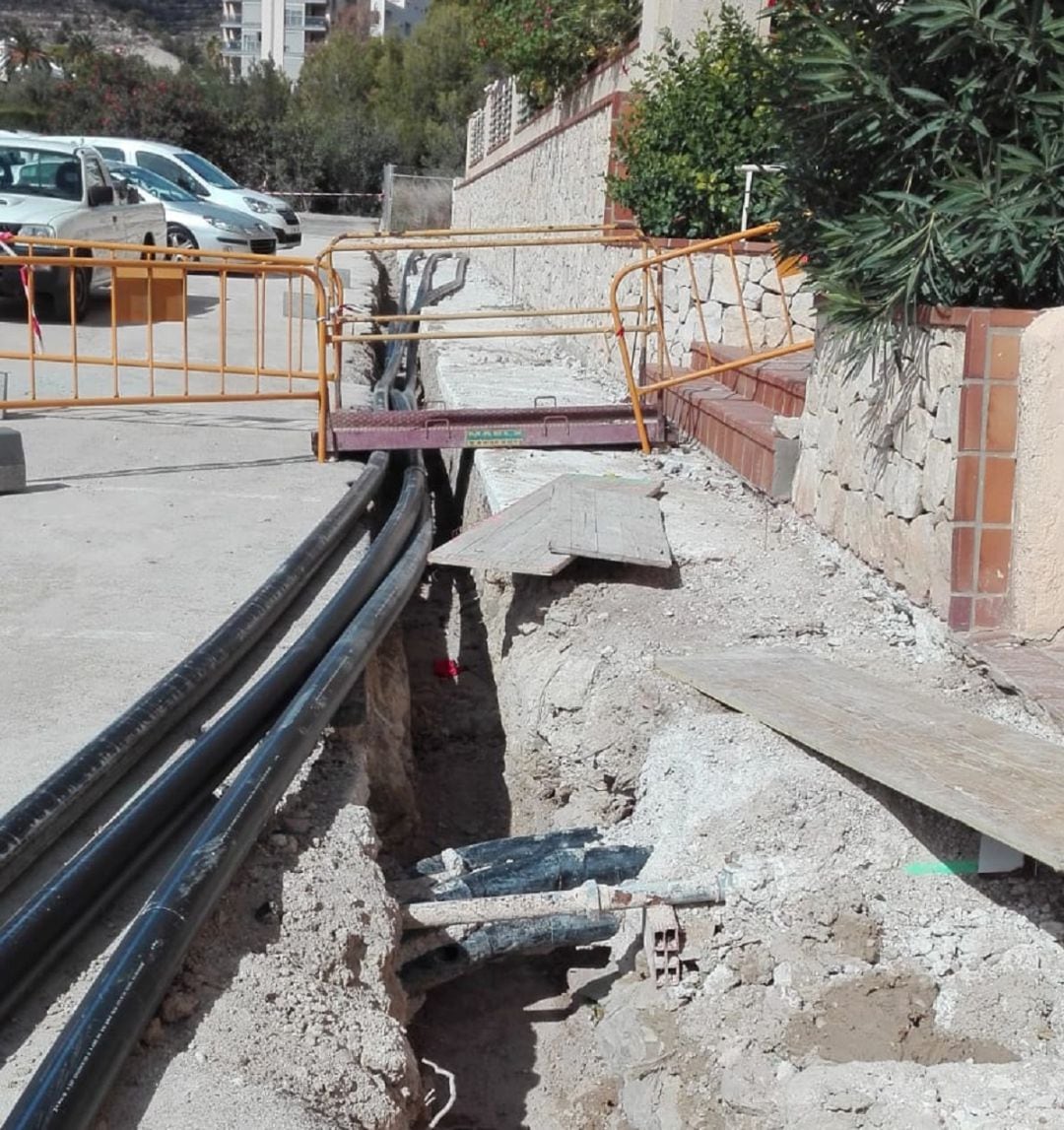 Obras en Calp. Imagen de archivo.