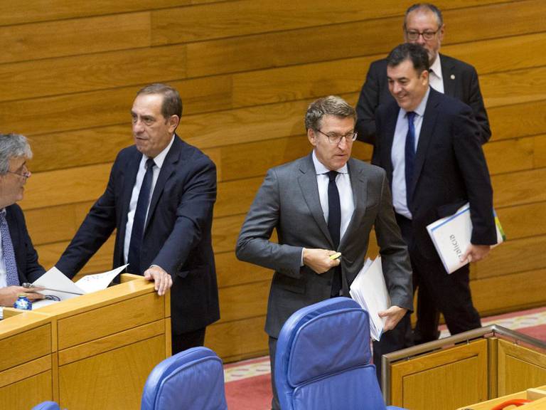 El presidente de la Xunta, Alberto Núñez Feijóo, en el Parlamento gallego.