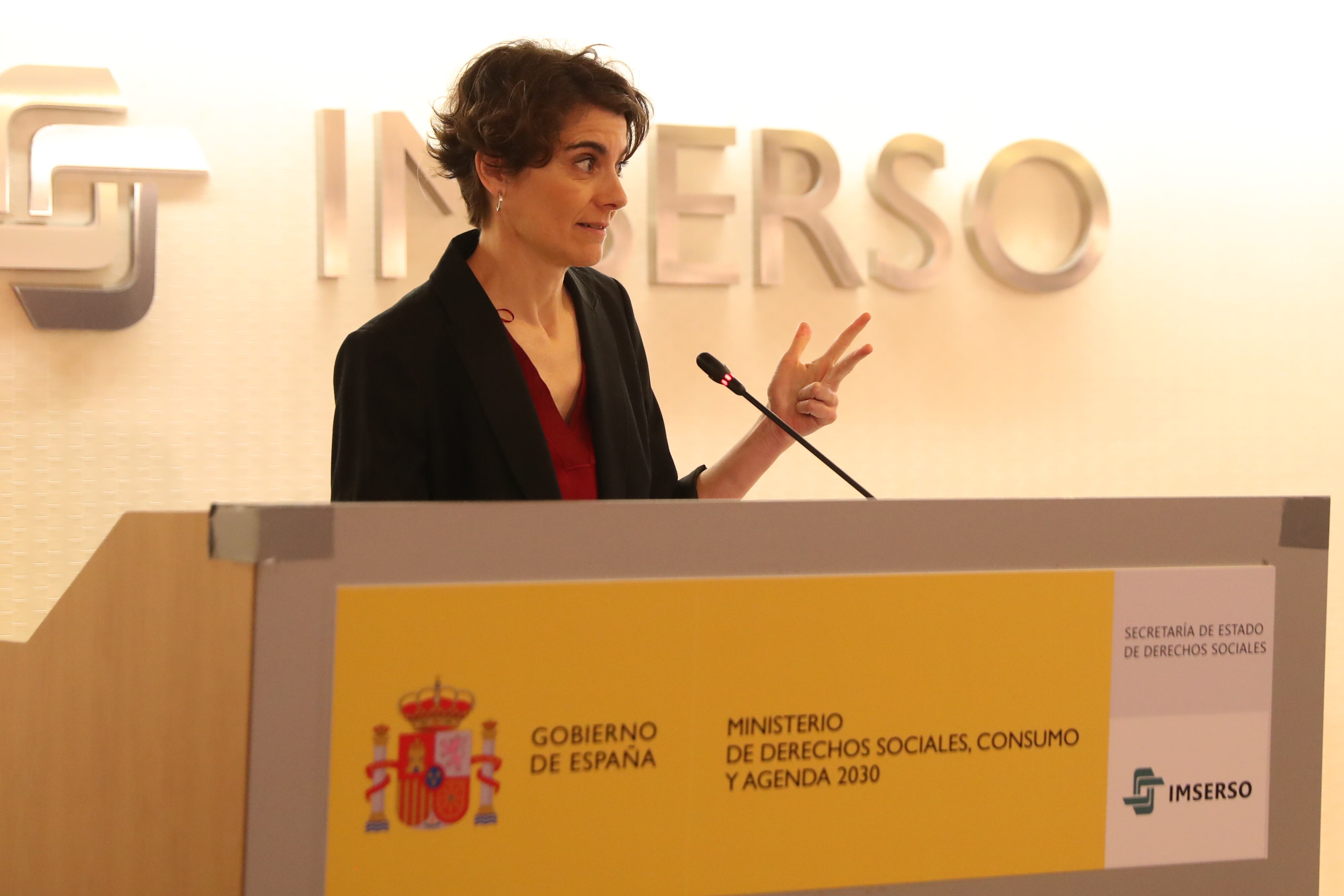 MADRID, 24/04/2025.-Rosa Martínez, secretaria de Estado de Derechos Sociales, presenta los datos sobre la evolución del Sistema para la Autonomía y Atención a la Dependencia, este jueves en Madrid.- EFE/ Alberto Aguado
