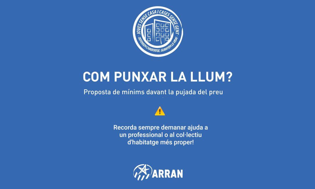 Arran, la organización juvenil de la CUP, reacciona con un manual para no pagar la luz ante las nuevas tarifas elécticas