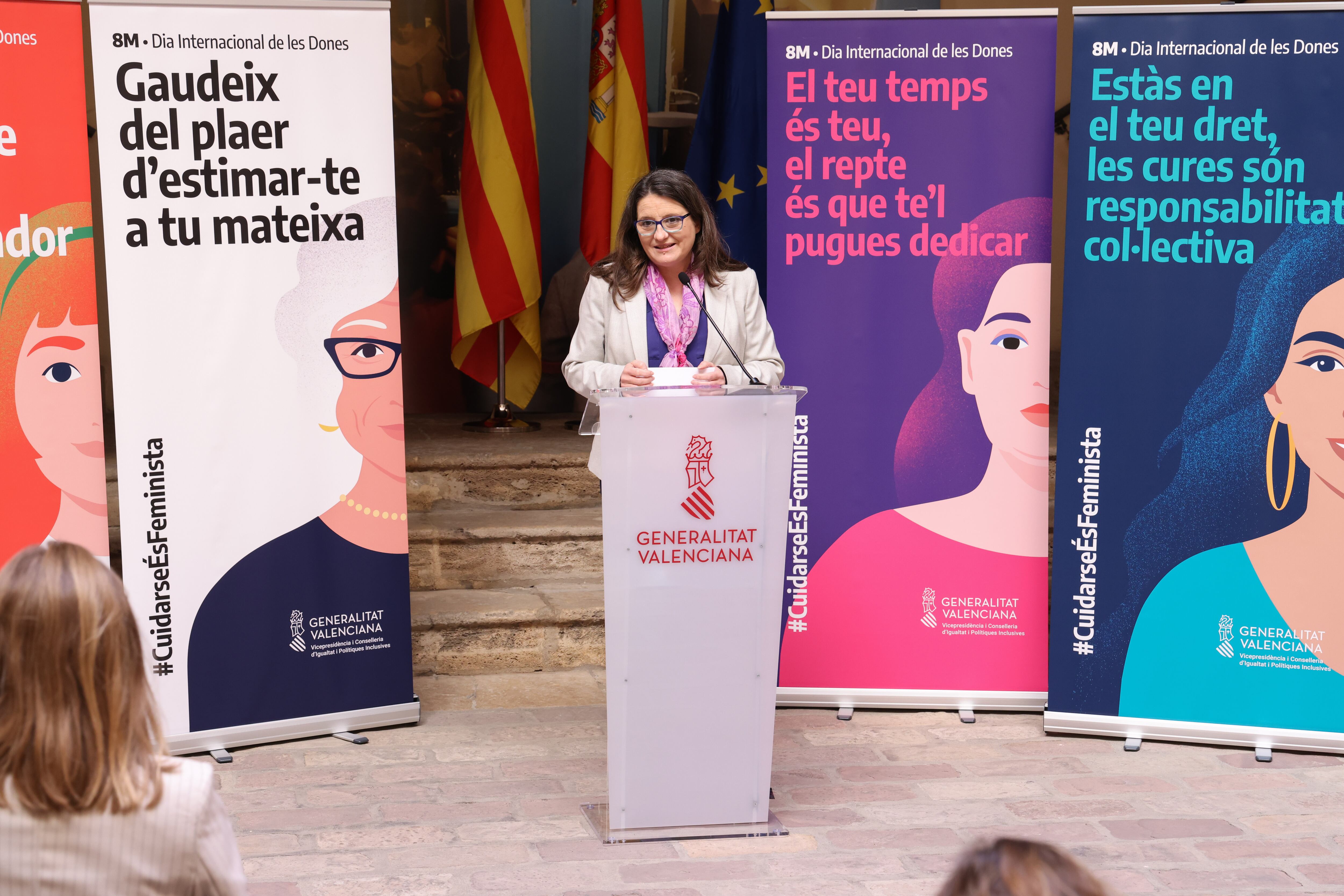 Oltra presenta la campaña de la Generalitat para el 8M de 2022. Fuente: gabinete de prensa de la conselleria