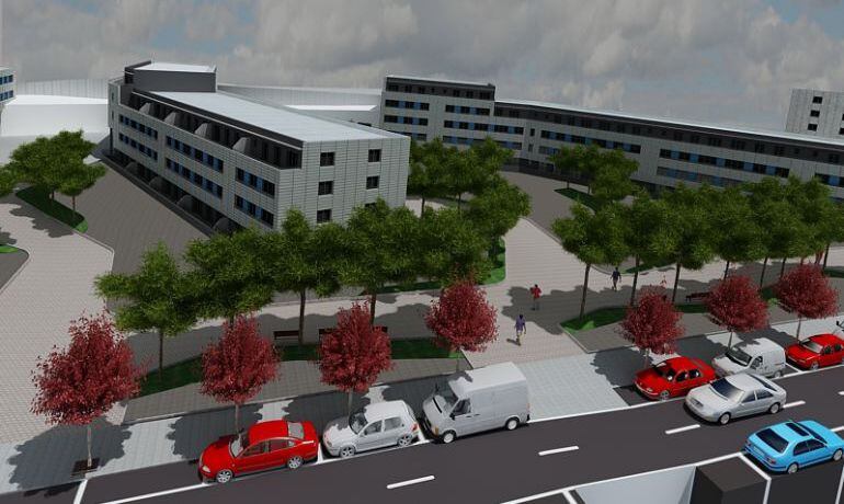 Vista de una recreación de una promoción de viviendas protegidas del Ayuntamiento de San Sebastián.