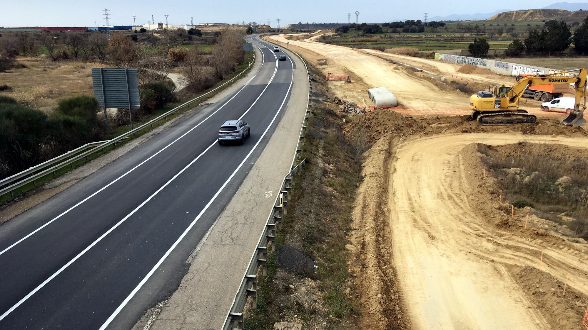 Estado actual 21-02-23 de las obras de la A-22 en la variante Norte de Huesca