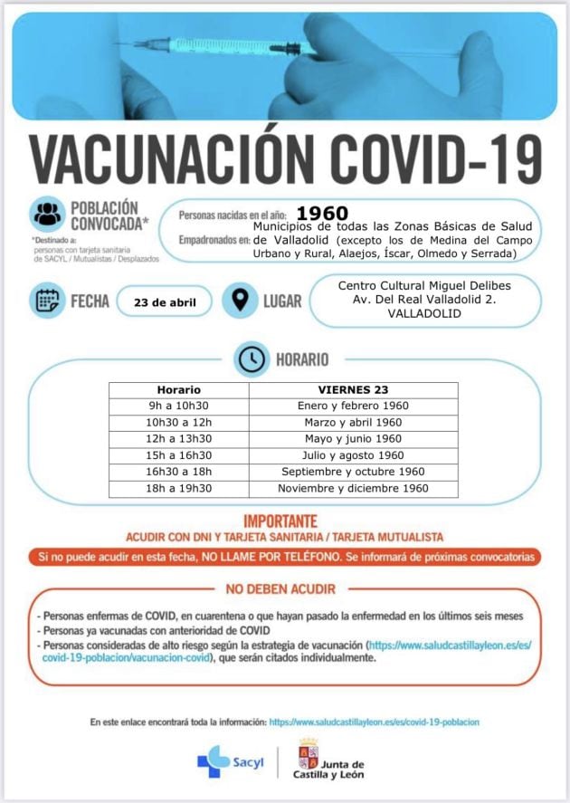 Cuadro de vacunacion para el 23 de abril