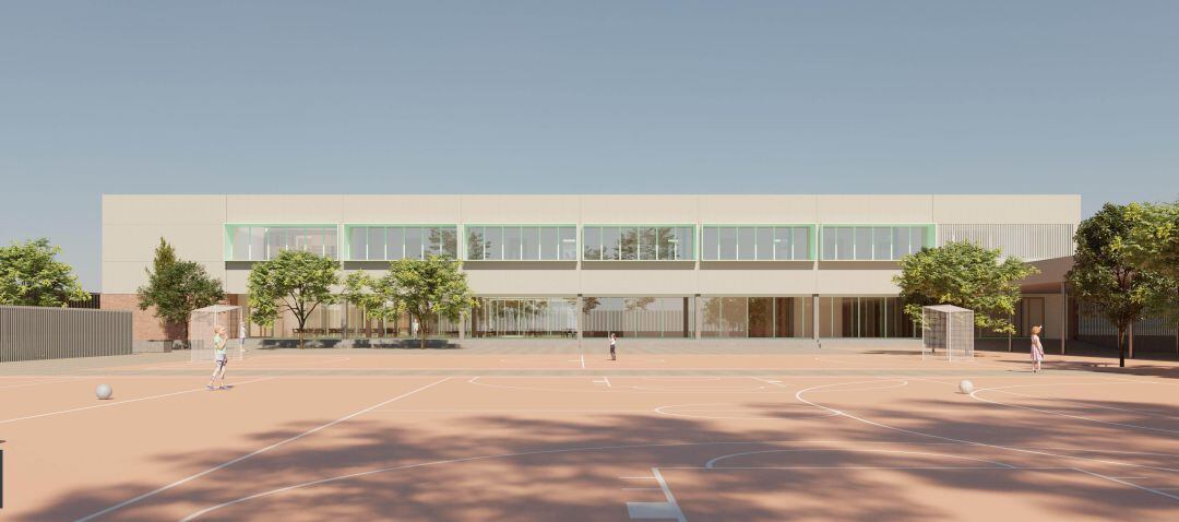 Simulación de las zonas deportivas del nuevo colegio público “Les Arts” de València