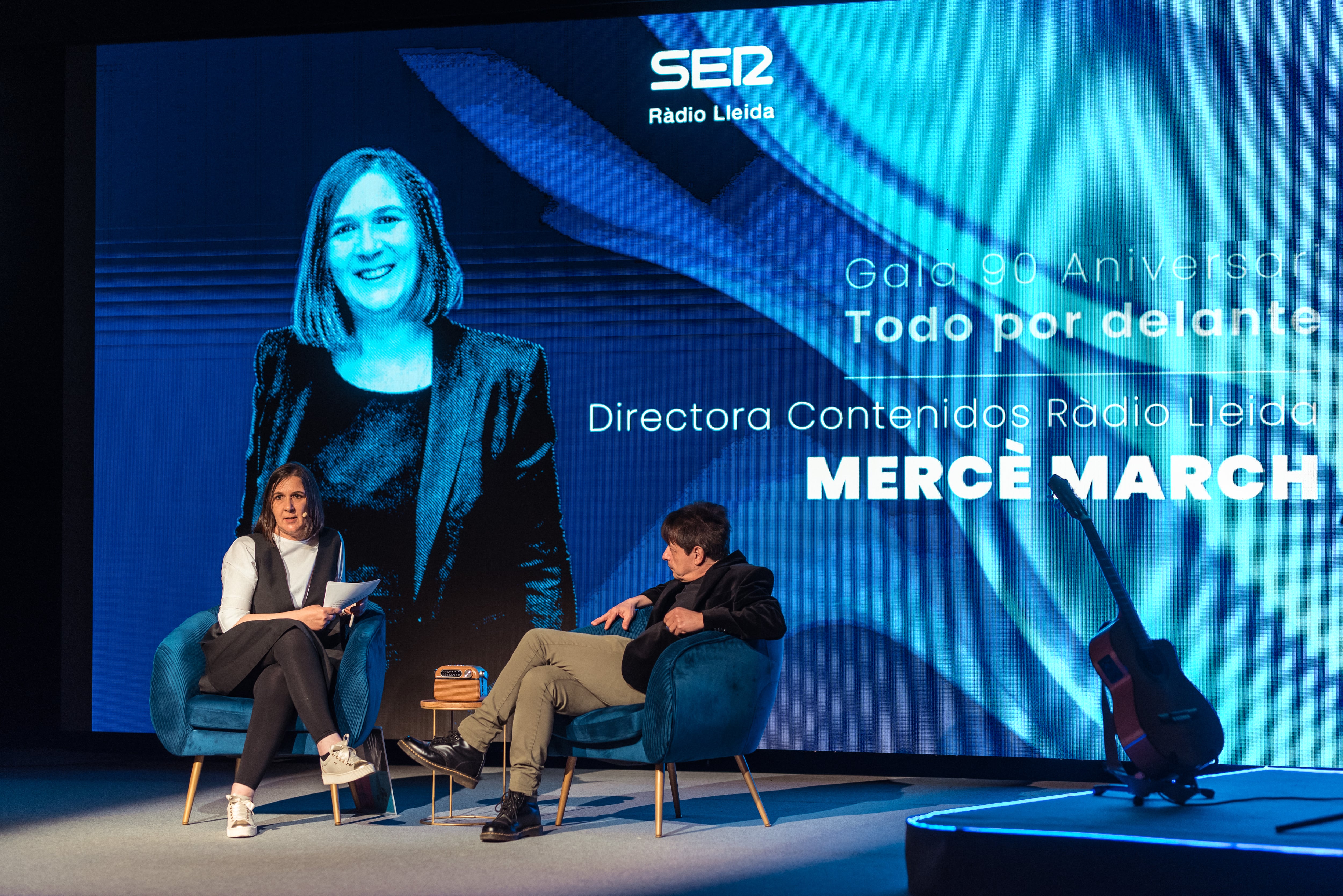 Mercè March va recordar les veus que s&#039;han escoltat a Ràdio Lleida des de la primera, que fou Maria Tersa. Foto: David del Val.