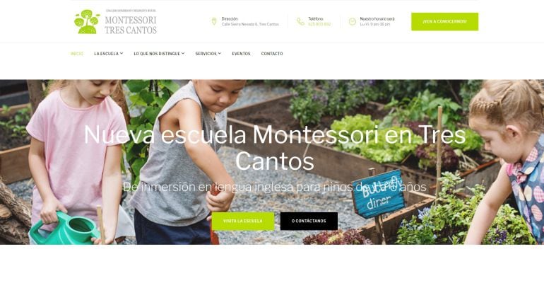 Captura de la web de Montessori Tres Cantos