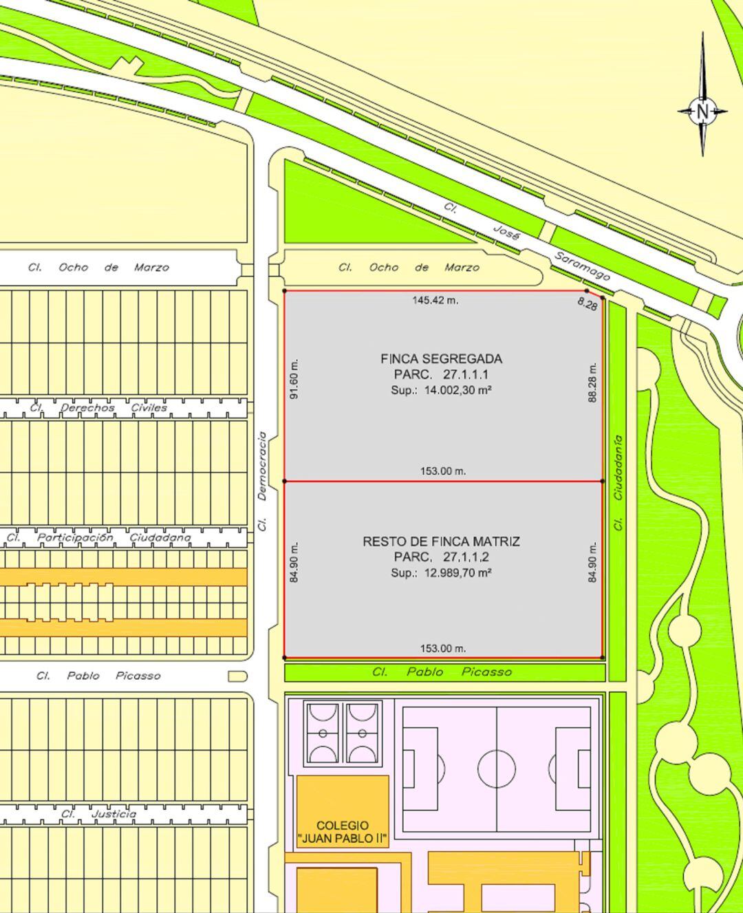 Plano de la zona donde se va a construir el colegio "Reina Letizia" en Alcorcón
