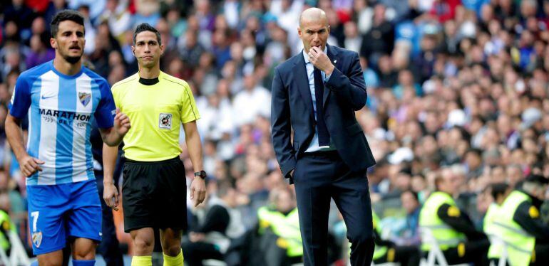 Zinedine Zidane, durante el partido ante el Málaga