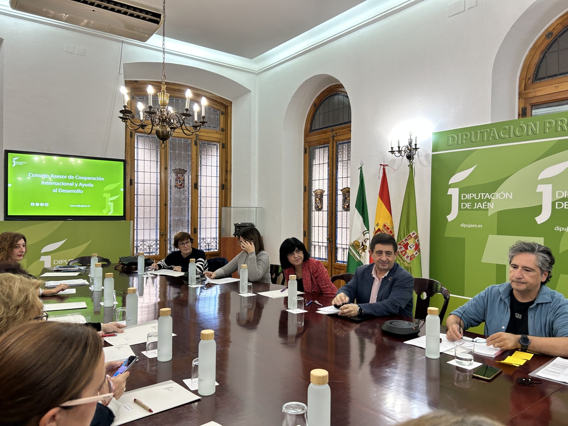 El presidente de la Diputación de Jaén, Paco Reyes (segundo por la izqda) durante la reunión del Comité Asesor de Cooperación Internacional y Ayuda al Desarrollo.