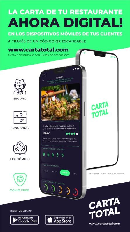 Carta Total es la nueva aplicación que permite disponer de la carta digital de un restaurante en el teléfono móvil