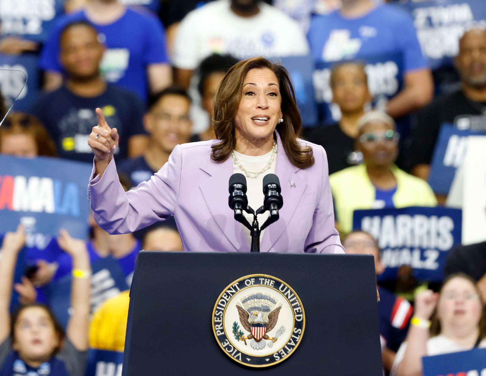 La vicepresidenta y candidata demócrata a la Presidencia de EEUU, Kamala Harris, en un acto de campaña celebrado en Las Vegas, el pasado 10 de agosto.