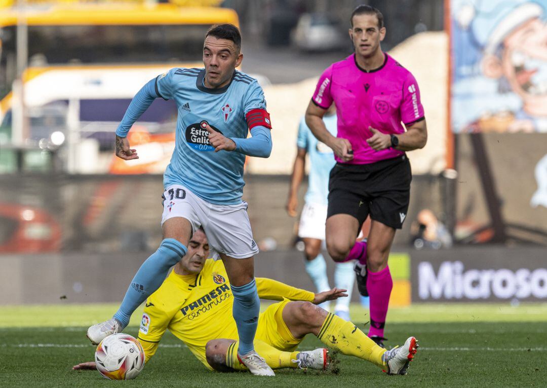 Iago Aspas durante el partido ante el Villarreal en Balaídos