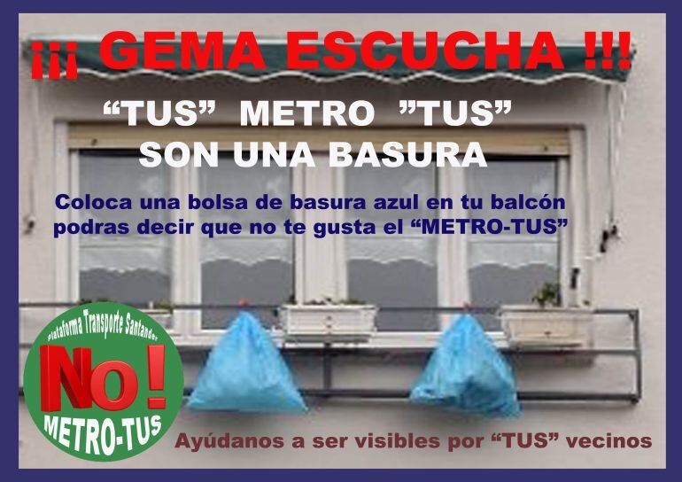Cartel de la campaña contra el Metro-Tus