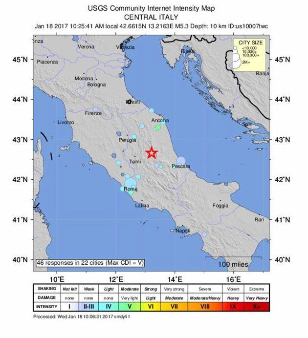 El epicentro del terremoto