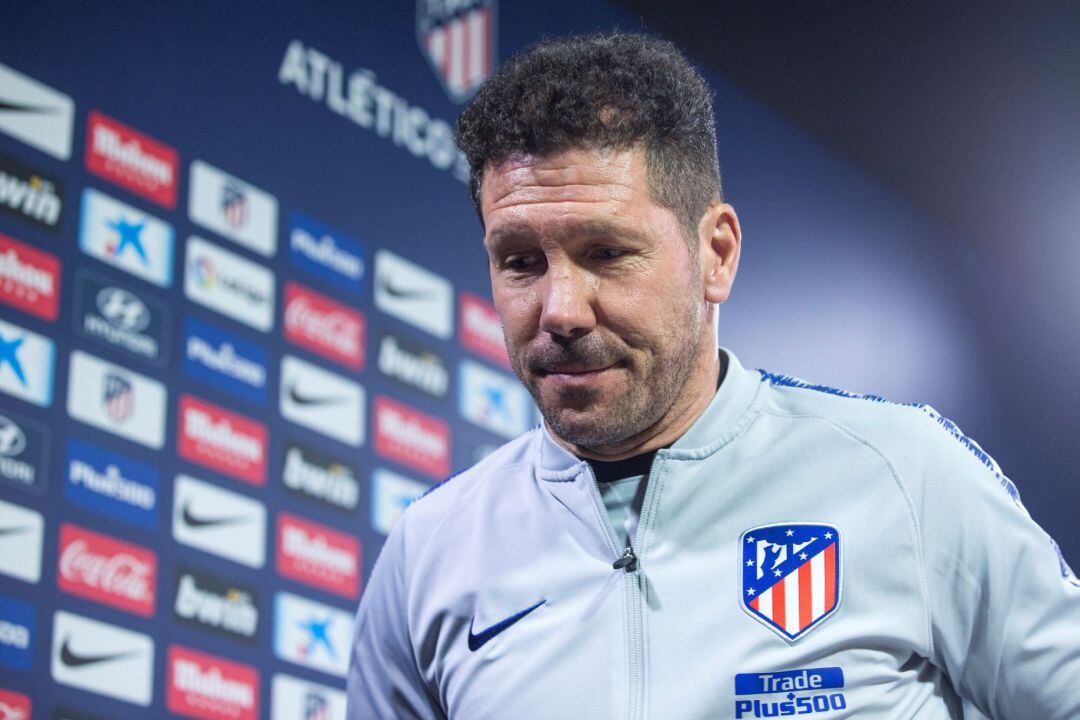 Simeone, en la sala de prensa, este viernes