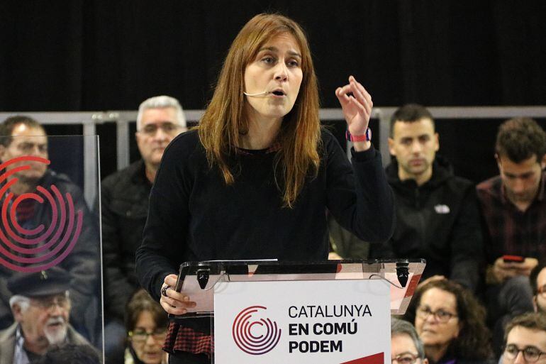 Jèssica Albiach durant un míting de Catalunya en Comú-Podem