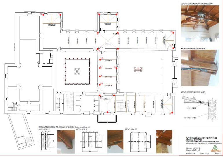 Informe sobre la situación de la planta superior del centro cultural San Antonio.