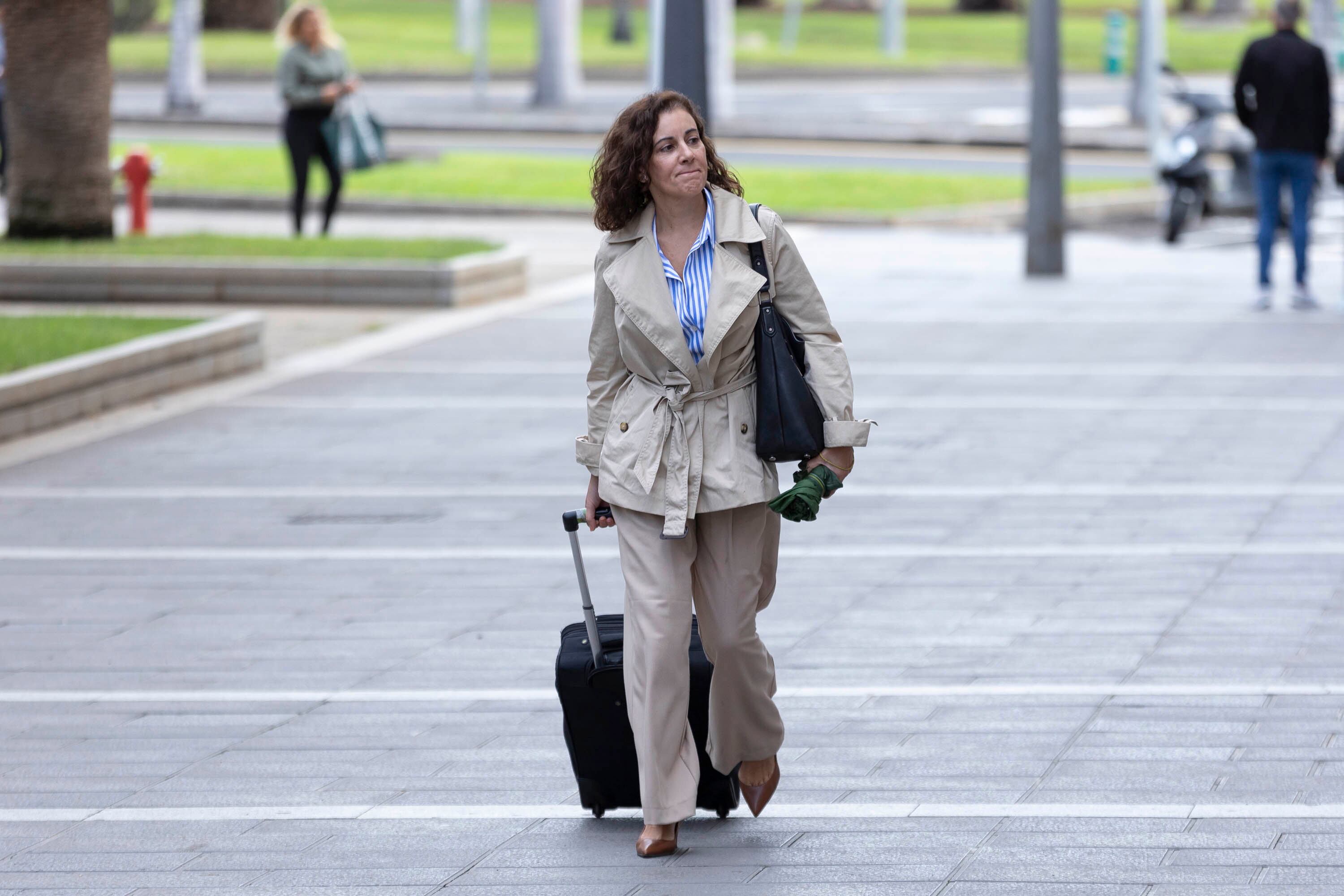 GRAFCAN074. SANTA CRUZ DE TENERIFE (ESPAÑA), 07/11/2023.- La interventora del Gobierno de Canarias, Natalia de Luis Yanes, a su llegada para testificar a los juzgados de Santa Cruz de Tenerife para declarar como testigo ante la juez que instruye la presunta trama de corrupción conocida como "caso Mediador". EFE/Miguel Barreto