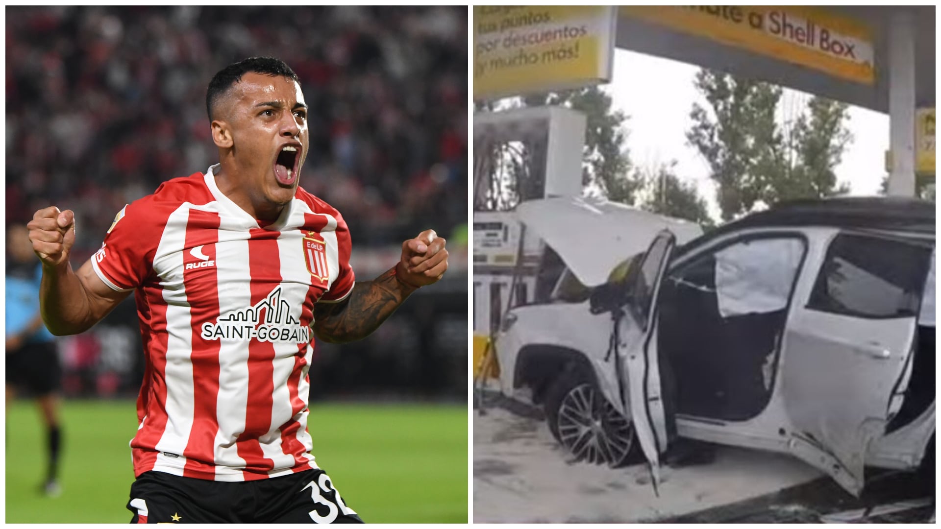 Tiago Palacios, jugador de Estudiantes siniestrado con su coche