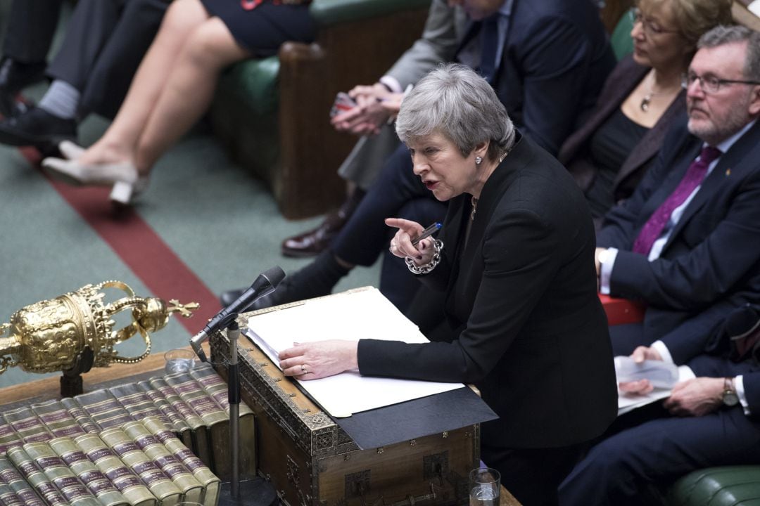 La primera ministra británica, Theresa May, en el Parlamento