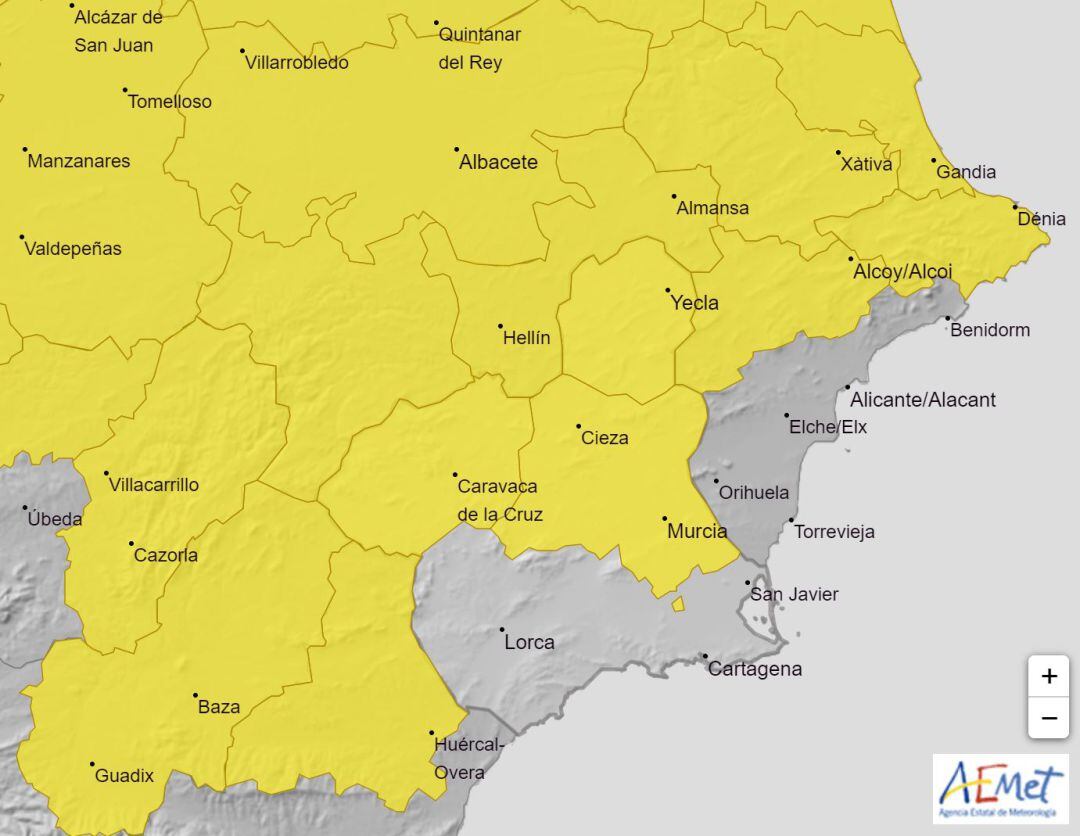 Aviso meteorológico de nivel amarillo por lluvias y tormentas