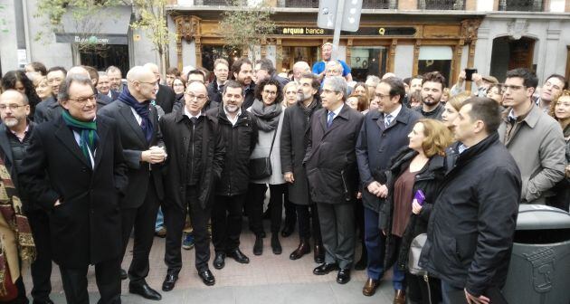 Mas, Romeva, Turull, Sànchez, Rovira, Cuiart y Rull acompañan a Homs en Madrid hace un año antes del juicio en el Tribunal Supremo