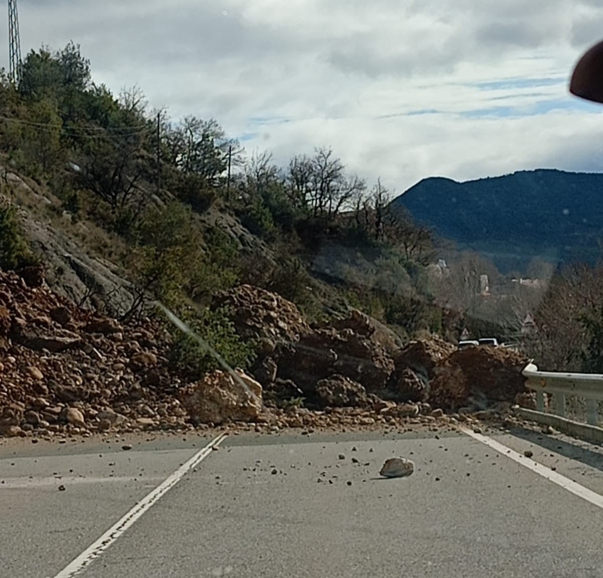 Imagen del desprendimiento entre Aínsa y Boltaña en la N-260