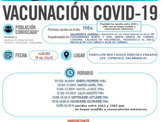 Vacunación para los nacidos en 1984