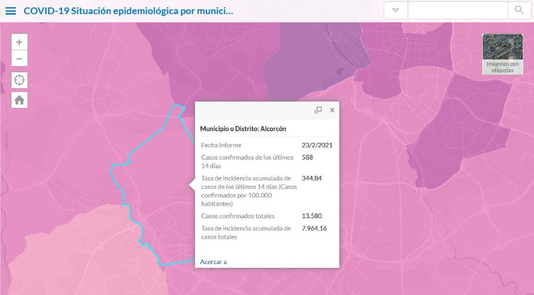 Situación epidemiológica de Alcorcón a 23 de febrero de 2021