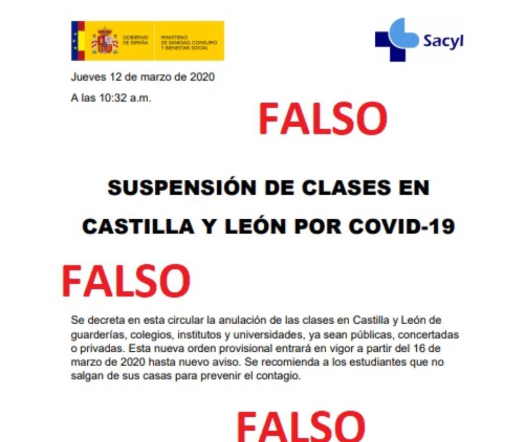 Comunicado de la Junta para desmentir el bulo sobre la suspensión de las clases