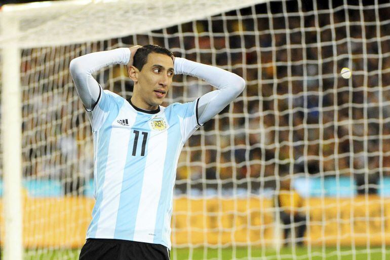 Ángel Di María durante el amistoso Argentina Brasil en junio de 2017.